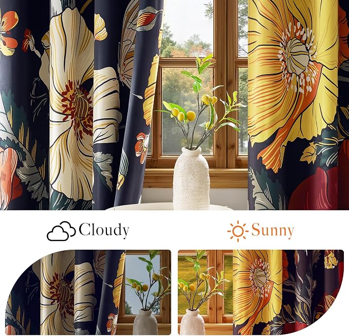 NICETOWN Boho Floral Curtains 100% Blackout - Image 8