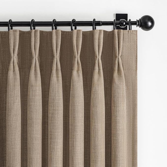 Blackout Rust Brown Pinch Pleat Curtains 84 Inch Long by PleatedDrapes