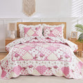 Oversized King Quilt Set Pink Floral Patchwork Alaska King Bedspreads Set | by VIVILINEN