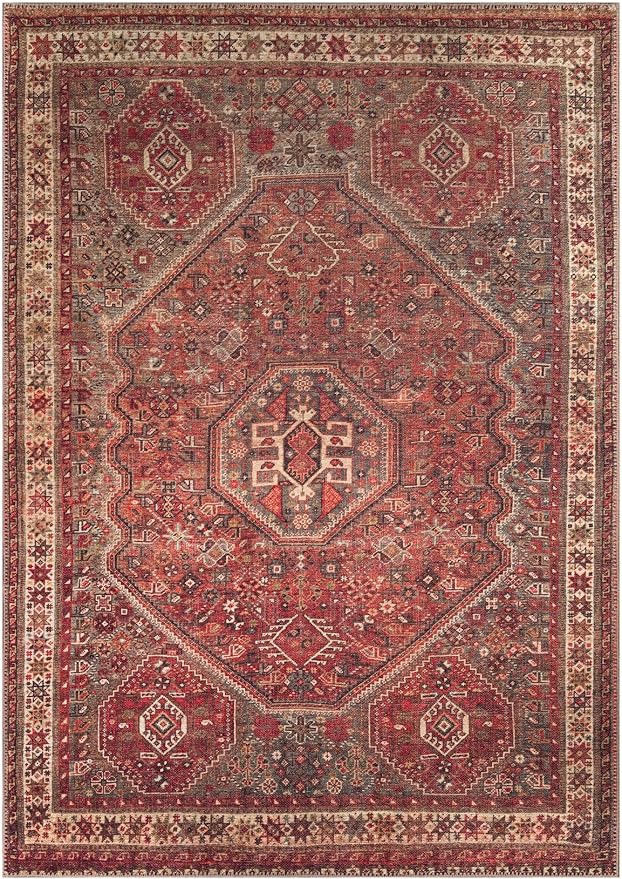 Keen Home Design 9x12 Rug - Machine Washable Area Rug with Non-Slip Backing, Ideal for Living Room, Dining Room, Bedroom - Vintage, Easy Clean, Durable, Low Pile Rug - (9' x 12')