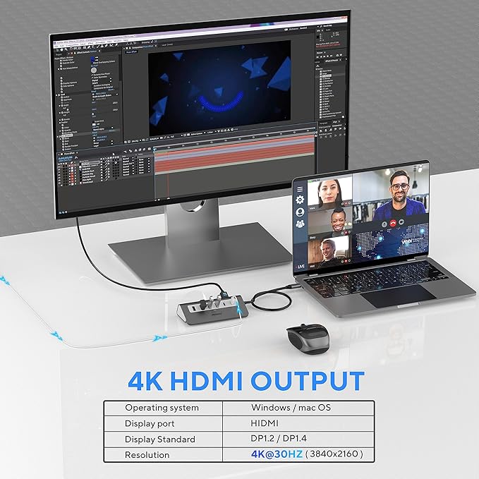 USB C Hub Multiport Adapter,Mosirui 9-in-1 USB-C Docking Station with 4K HDMI,5Gbps Type C 3.0,USB-A3.0/2.0,100W PD, SD/TF for MacBook/Pro iPad/Dell/HP/Desktop/Laptops(1.64 FT)