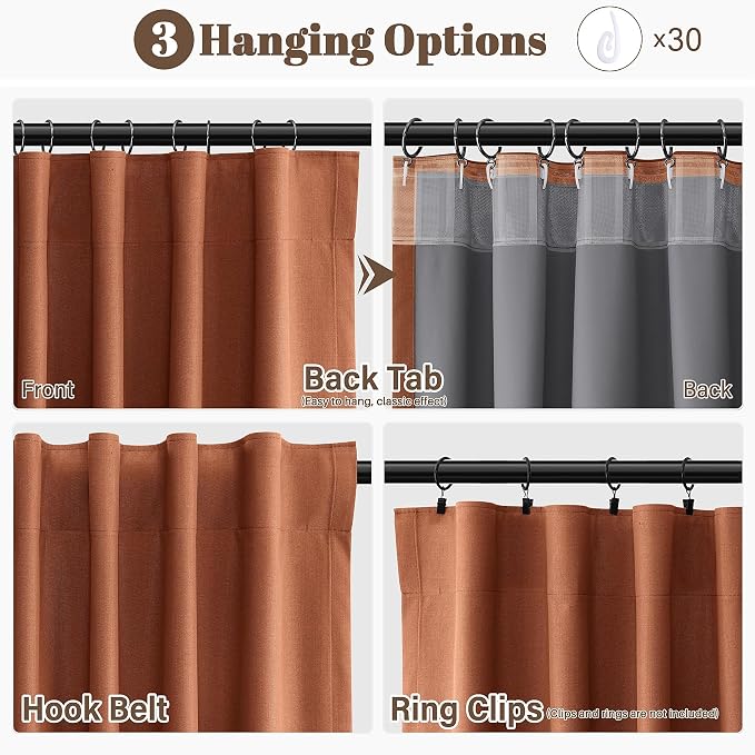 Terracotta Linen 100% Blackout Curtains - Image 2