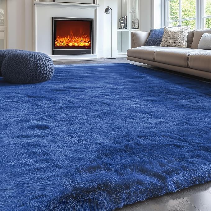 Blue Rug 4x6 Ft Fluffy Shag Rugs - Image 7