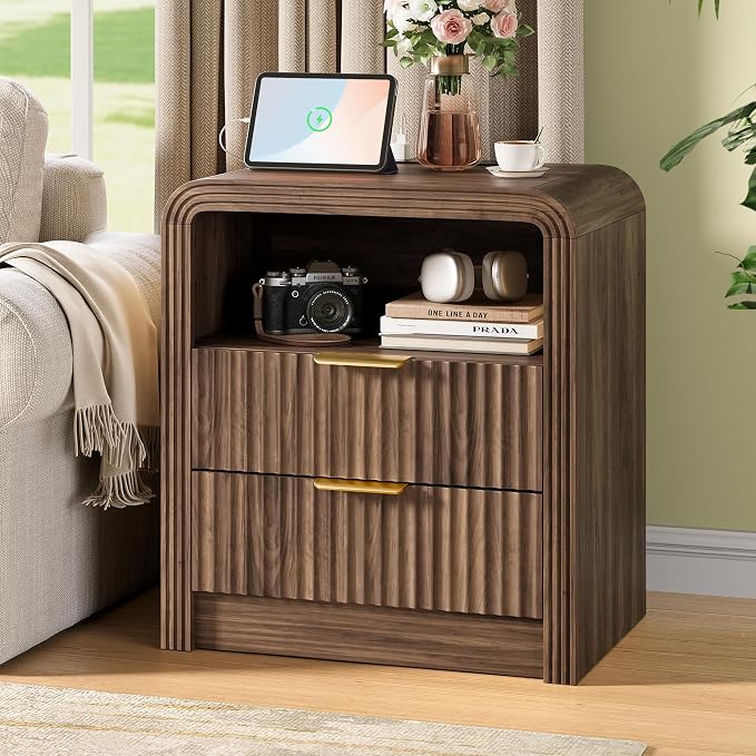 Fluted Nightstand Set of 2 - Image 2