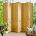 6 Panel Folding Room Divider, Solid Wood Privacy Screen, Freestanding Partition by CozyCastle