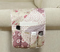 Brilliant Sunshine Pink Rosette & Stripe Couch Armrest Cover, Armrest Organizer by BrilliantSunshine
