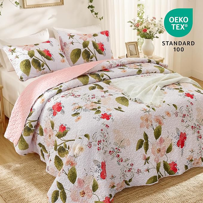 EXQ Home Printed Quilt Set Full Queen Size Monet Graden Bedspread Set | Bedding - Image 2