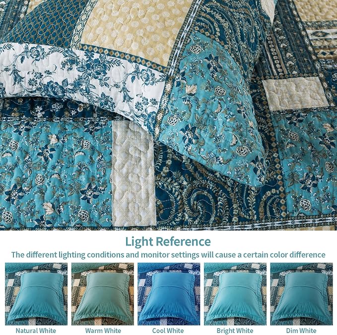 VAPUTAR Farmhouse Quilts King Size, 100% Cotton Face King Quilt Bedding Set | 3 - Image 5