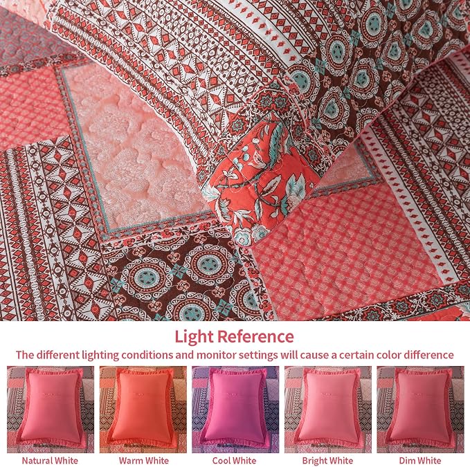 VAPUTAR 100% Cotton Face Quilts Queen Size, Queen Coverlet Set Suitable - Image 5