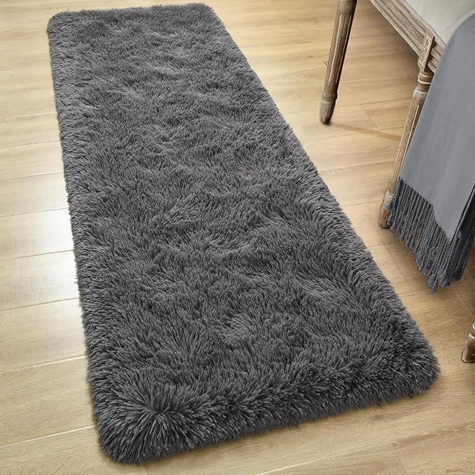 Fluffy Runner Rugs for Bedroom Aesthetic 2x6 Feet, Shag Soft Bedside Rug - Image 4