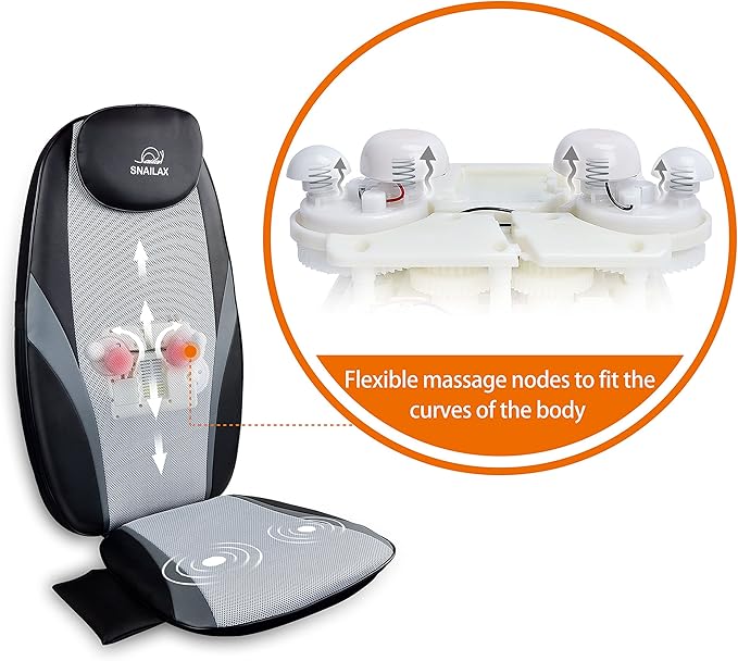 Snailax Shiatsu Back Massager with Heat Massage Chair Pad Kneading Back Massager for Pain Relief Deep Tissue Chair Massage Pad for Office Home