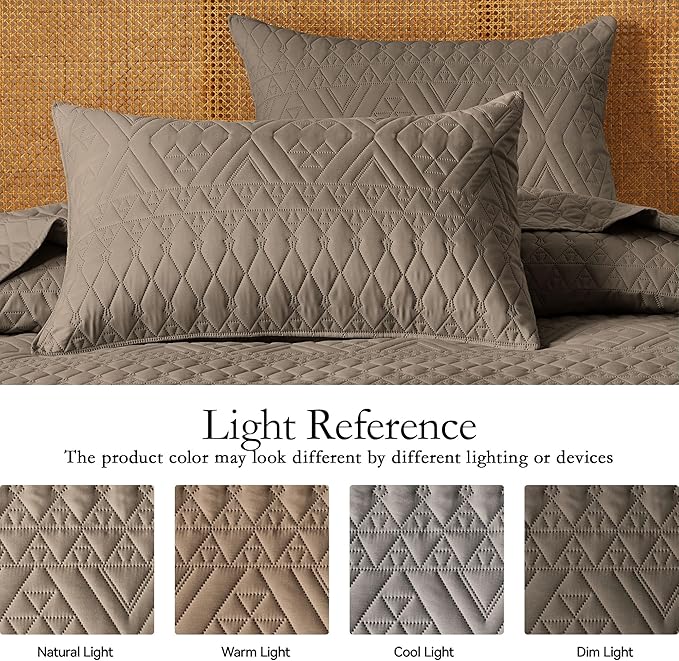 akkialla Twin Size Quilt Bedding Set, Mocha Brown Lightweight Microfiber Soft - Image 4