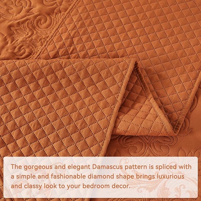 Burnt Orange Oversized King Bedspreads 128"x120" - Image 5