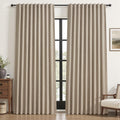 Blackout Curtains 60 Inches Extra Wide Grey Beige Linen Curtains 108 Inch Length by QJMYDECO