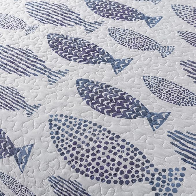 SLPR - Coastal Nautical Fish Quilt Set, Queen - Image 4