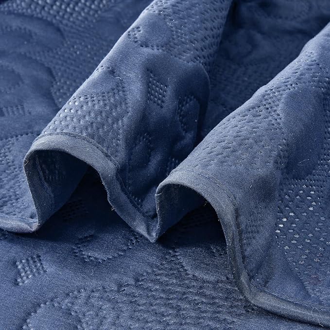 Kingnex Oversized King Bedspreads 128x120 Navy | Lightweight, Extra Wide Quilt - Image 7