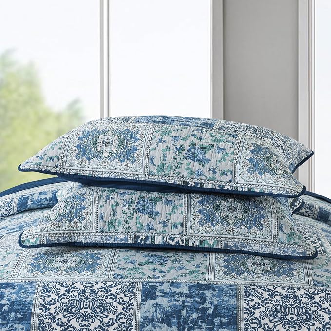 Etwel Cotton Patchwork California King Quilt Set - Image 6