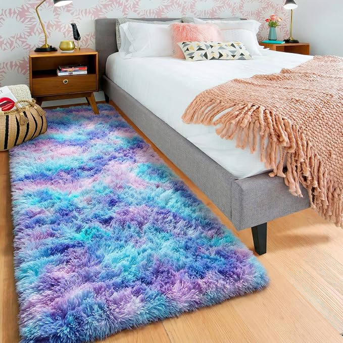 Rainbow Runner Rugs for Bedroom Living Room, Fluffy 2x6 Bedside Hallway Area Rug - Image 9