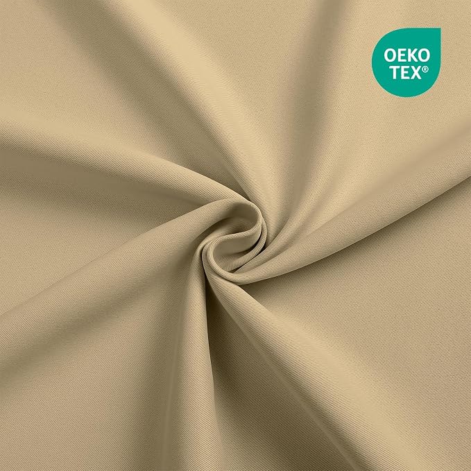 CUCRAF Beige Blackout Curtains 96 Inches Long, Thermal Insulated Noise Reducing - Image 4