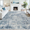 8x10 Washable Area Rug for Living Room Bedroom: Non-Slip Modern Blue Gold | by Oriannal