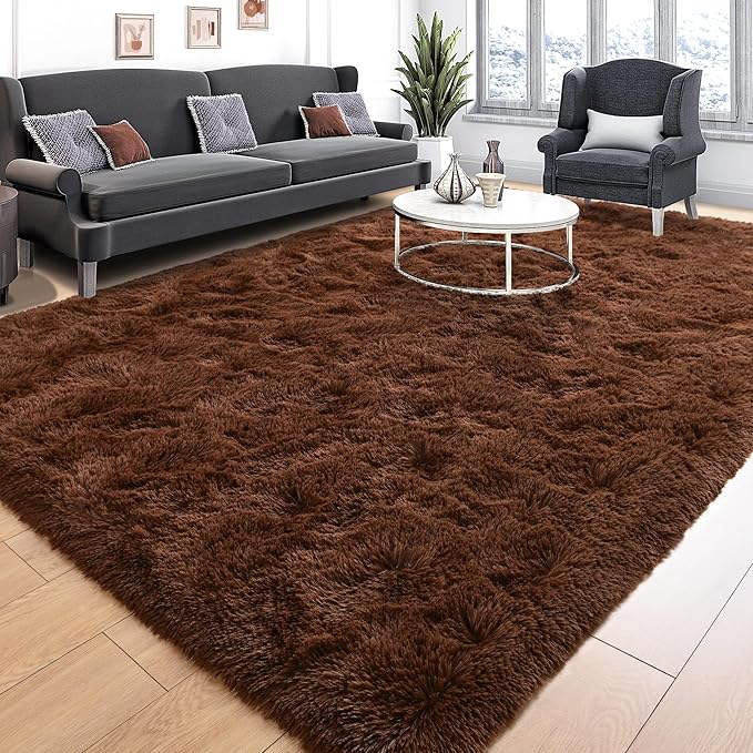 9x12 Brown Area Rugs for Living Room Bedroom, Soft Fluffy Plush Shaggy Girls - Image 2