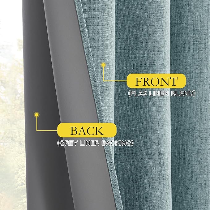 NICETOWN 100% Absolutely Blackout Linen Curtains - Image 7
