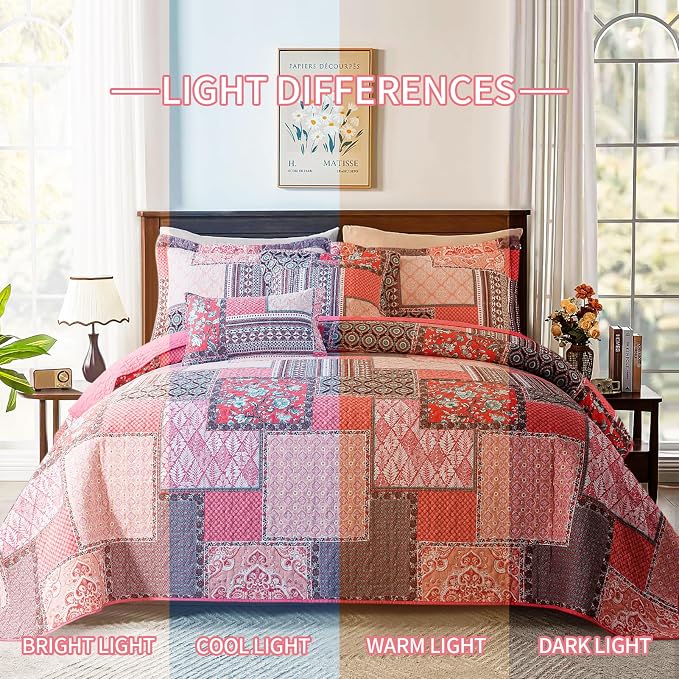 BEDIFANY Farmhouse Queen Quilt Set, 100% Cotton Cover Quilt Bedding Set | 3 PCs - Image 6