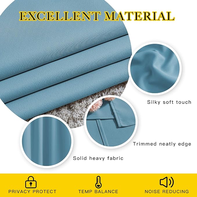 NICETOWN Blackout Teal Blue Living Room Curtains - Image 4