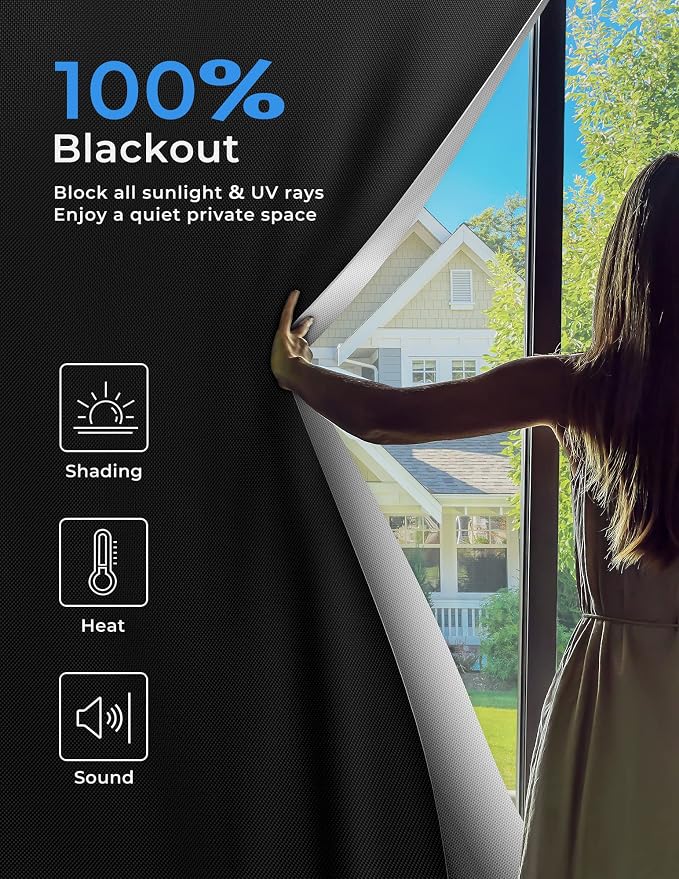 Blackout Curtains for Bedroom Portable 48"x72", No Drill Blackout Shades - Image 2