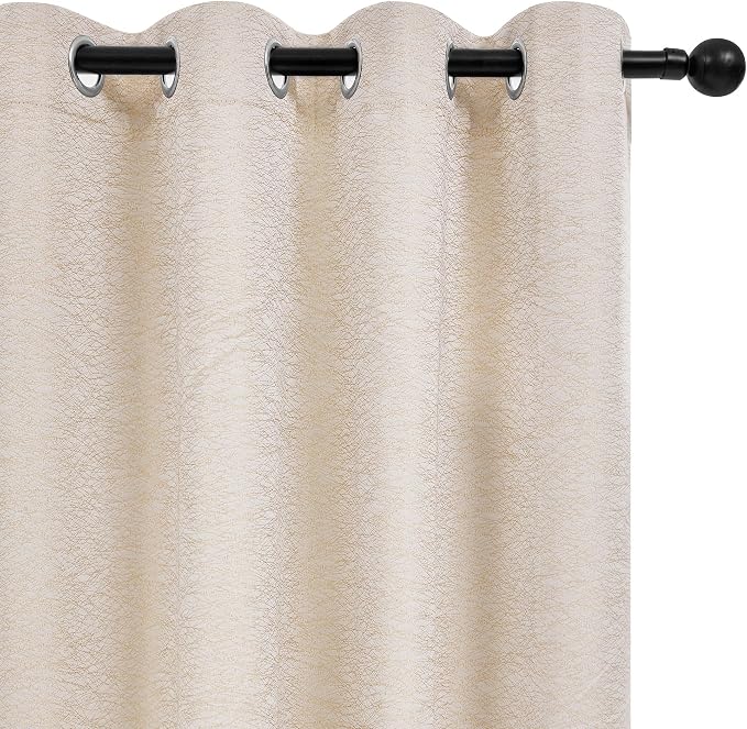 Deconovo 100% Blackout Curtains, Living Room Curtains Jacquard, 2 Panels - Image 2