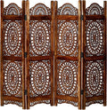 Lightnpro Wood Heart Design Handmade Hinged Foldable Partition 4 Panel Room by Lightnpro