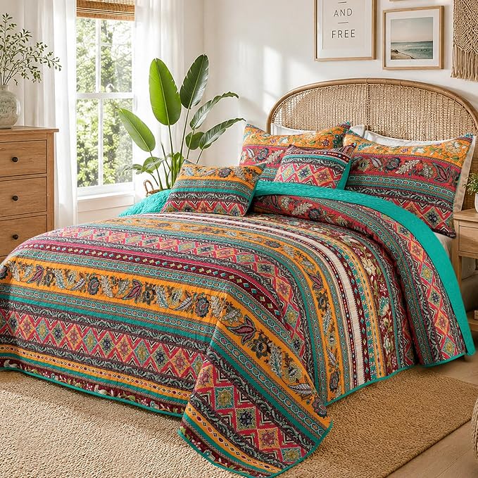 VAPUTAR 100% Cotton Face Quilt King Size, Exquisite King Quilt Bedding Set | - Image 2