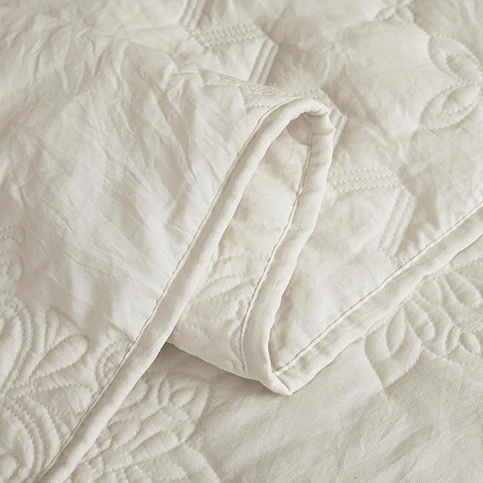 B2EVER Boho Light Beige Quilt King Size Bedding Sets - Image 5