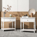 Solid Wood Nightstand with Charging Station, Traditional End Table with Drawers by Owipaw