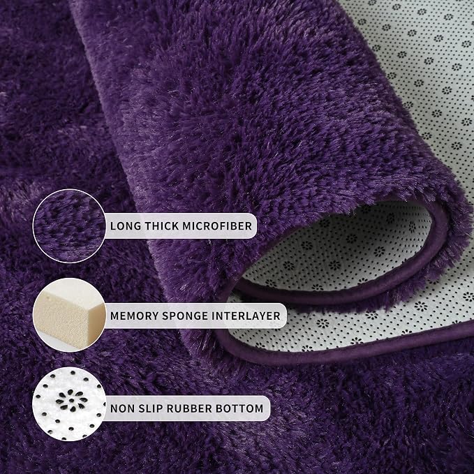 6x9 Area Rugs for Living Room, Soft Fluffy Shag Purple Rug for Bedroom Nursery - Image 5