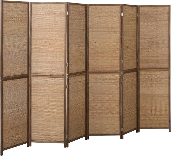 HOMCOM 6 FT Room Divider, 6 Panel Hand-Woven Bamboo Privacy Screen Brown | by HOMCOM