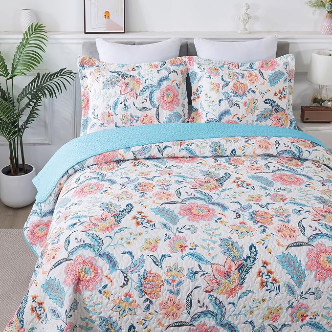 BEDIFANY Garden Cotton Fill King Size Quilt Set, Lightweight Bedspread King | - Image 2