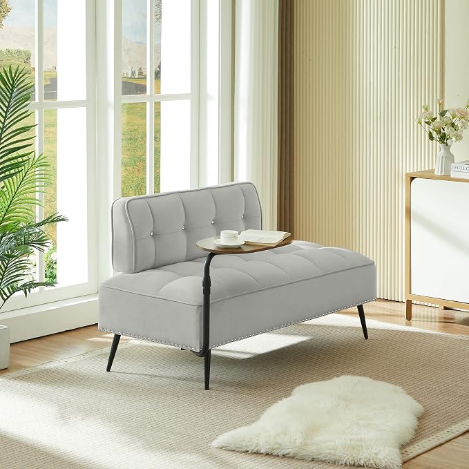 anwickjeff 55" Inch Width Modern End of Bed Bench, Leather Upholstered Futon - Image 4