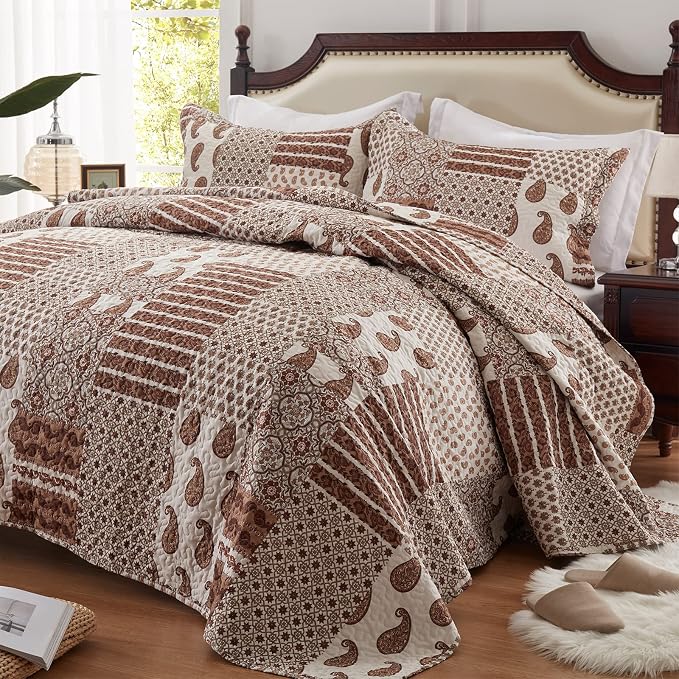 Quilt Set King Size 3 Piece Bedspread Coverlet Lightweight Comforter Microfiber by LEAONME