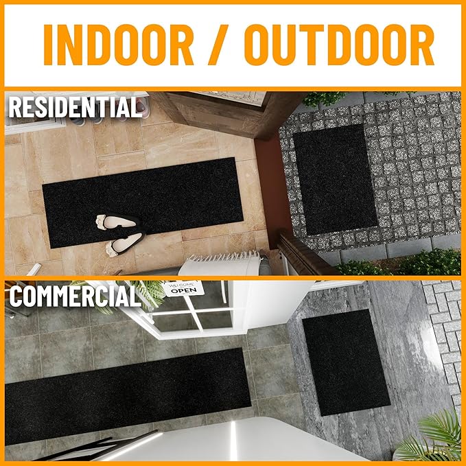 Ottomanson 2'7" x 4' Muddy Mat Entryway Rug Scraper Doormat - Non-Slip, Dirt Trapping for Indoor & Outdoor Use - Perfect for Kitchen, Garage, Patio & High-Traffic Areas, Black
