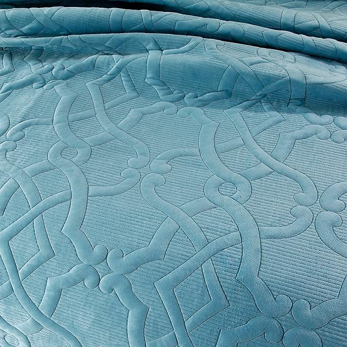 ROOMLIFE Quilt Set King Size 3D Floral Embroidery Pattern 3-Piece Cotton - Image 5