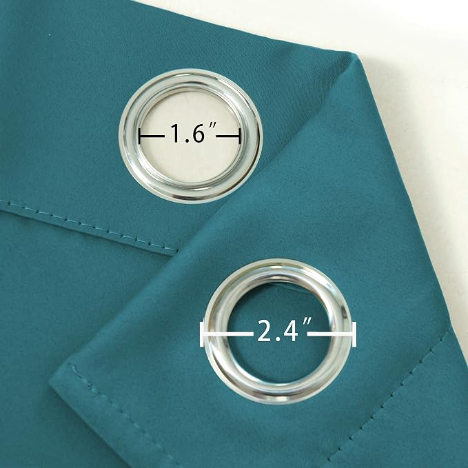 Sea Teal Blackout Curtains 66 x 63 Inch Length/Set of 2 Curtain Panels/Thermal - Image 6