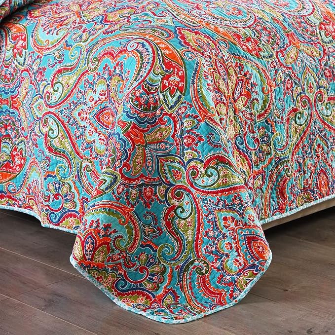 3-Piece Bedspread Quilt Set Oversized Reversible Quilted Bedding Cotton - Image 3