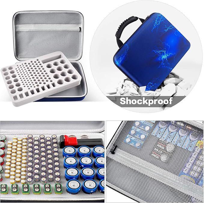 Battery Organizer Storage Holder, Batteries Storage Containers Box with Battery Tester Checker. Holds 150+ Batteries AA AAA 9V C D Lithium 3V LR44 CR2016 CR1632 CR2032 CR2025 (Not Includes Batteries）
