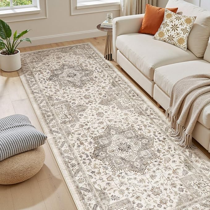 cotiled 3x8 Hallway Runner Rug for Entryway, Non-Slip Vintage, Light Brown | - Image 6