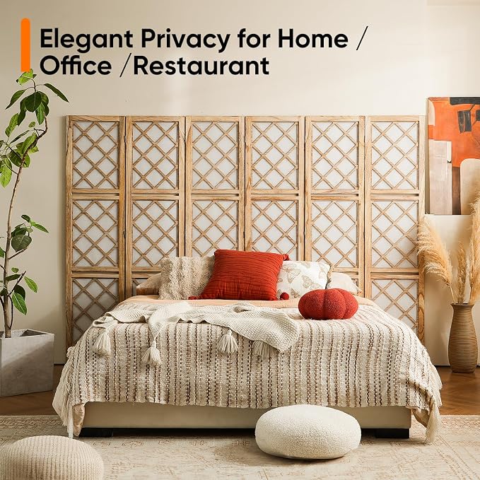 Japanese Room Divider with Shelves, Shoji Screen Diamond Lattice Design - Image 9