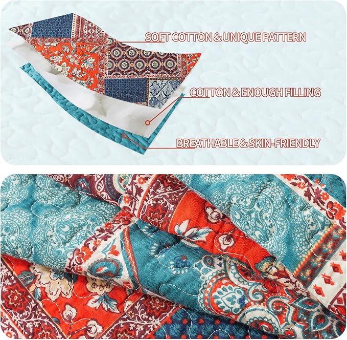 VAPUTAR 100% Cotton Face Quilt King Size Bedding Set - Image 5