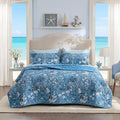 Bedsure Floral Quilts King Size, Reversible Blue Floral Comforter Bedding | by Unknown