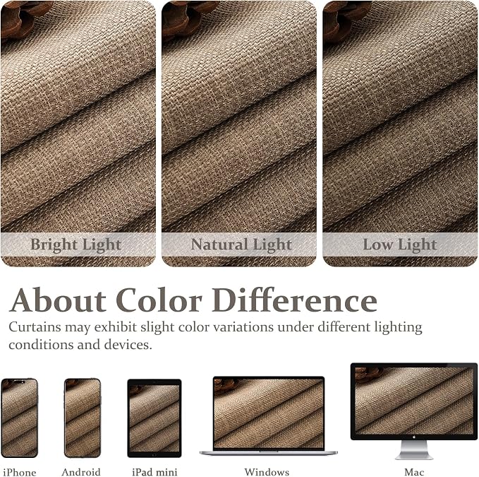 Blackout Double Layer Thick Linen Curtains 108 Inches Long - Image 9