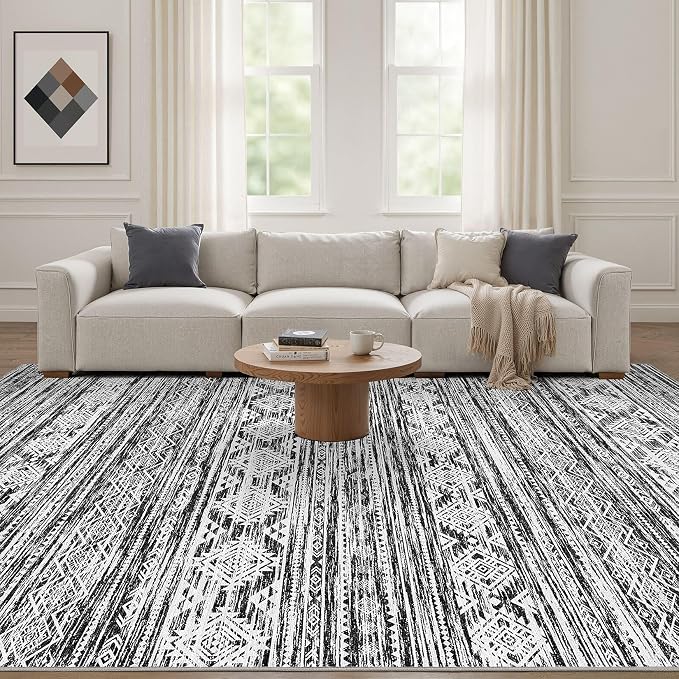 Nakagishi Area Rug Living Room Rugs: 7X9 Machine Washable Boho Large Neutral - Image 5